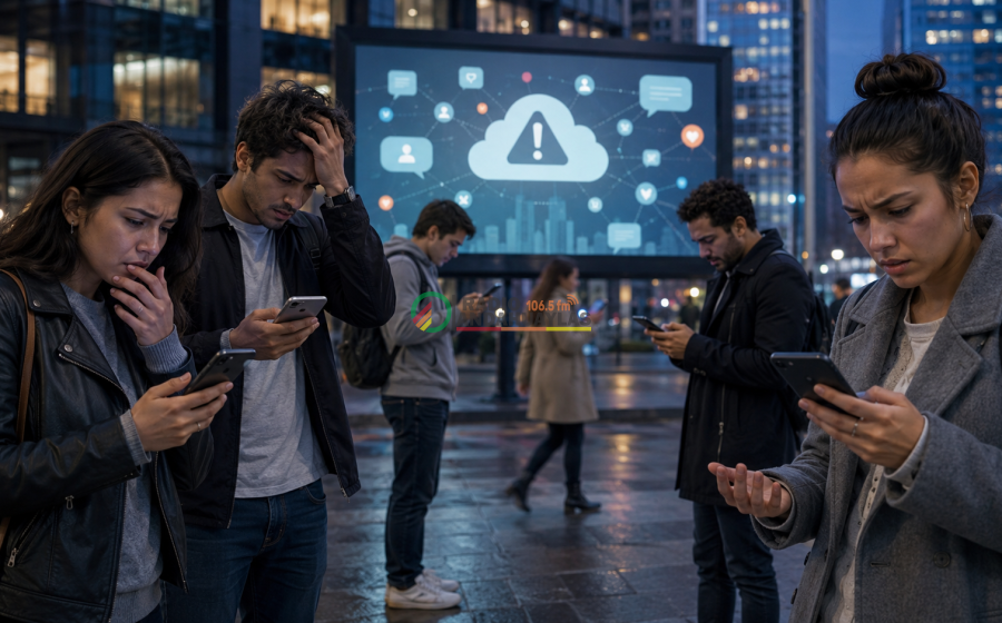 Usuarios revisando sus celulares durante la caída de Facebook, Instagram y WhatsApp. Usuarios revisando sus celulares durante la caída de Facebook, Instagram y WhatsApp.