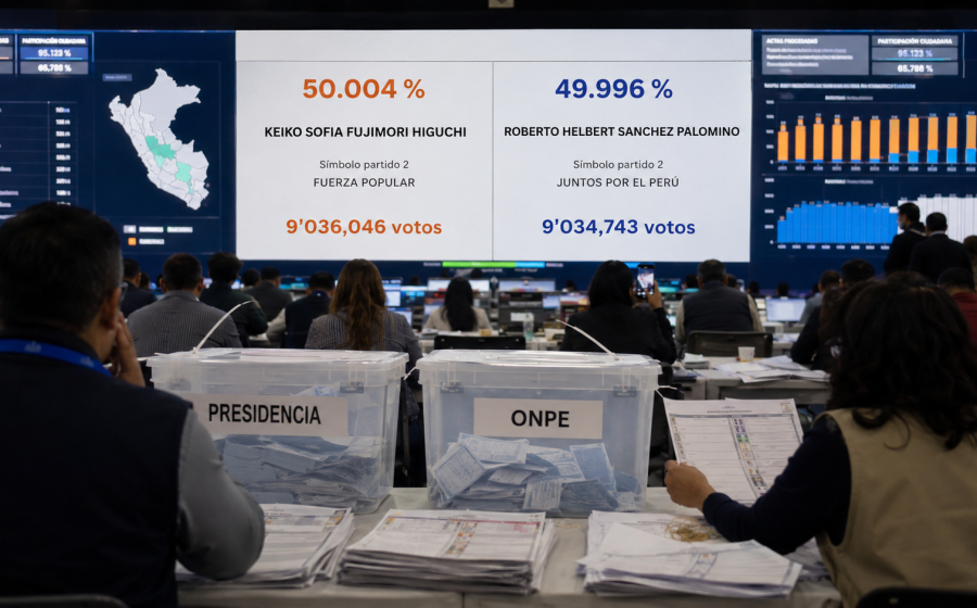 Elecciones presidenciales en Perú con conteo de votos de la ONPE. Elecciones presidenciales en Perú con conteo de votos de la ONPE.