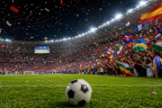 Estadio lleno de hinchas celebrando el Mundial 2026.